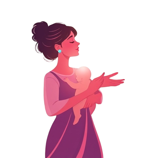 "go and shine" mother embracing growth, neon light aura, gentle hands guiding, calm pastel colors, soft shadows, abstract shapes representing NEI therapy and bodywork, silhouettes of a mother juggling tasks transforming into relaxed presence, sparkles of 