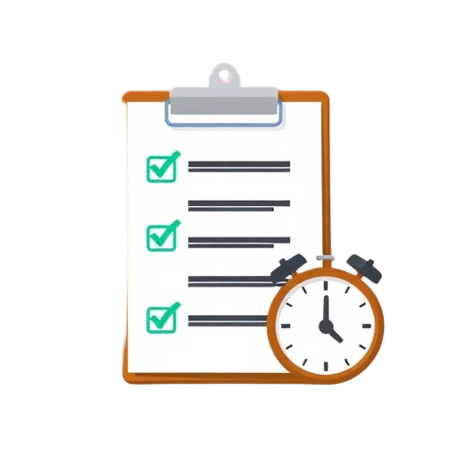 "clipboard" "checklist" "stress icon" "calm face" "clock" "light bulb"