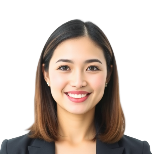 A person smiling to the camera with a white background looking like