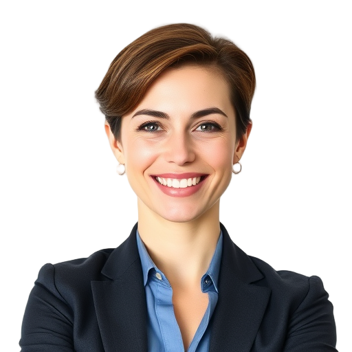 A person smiling to the camera with a white background looking like