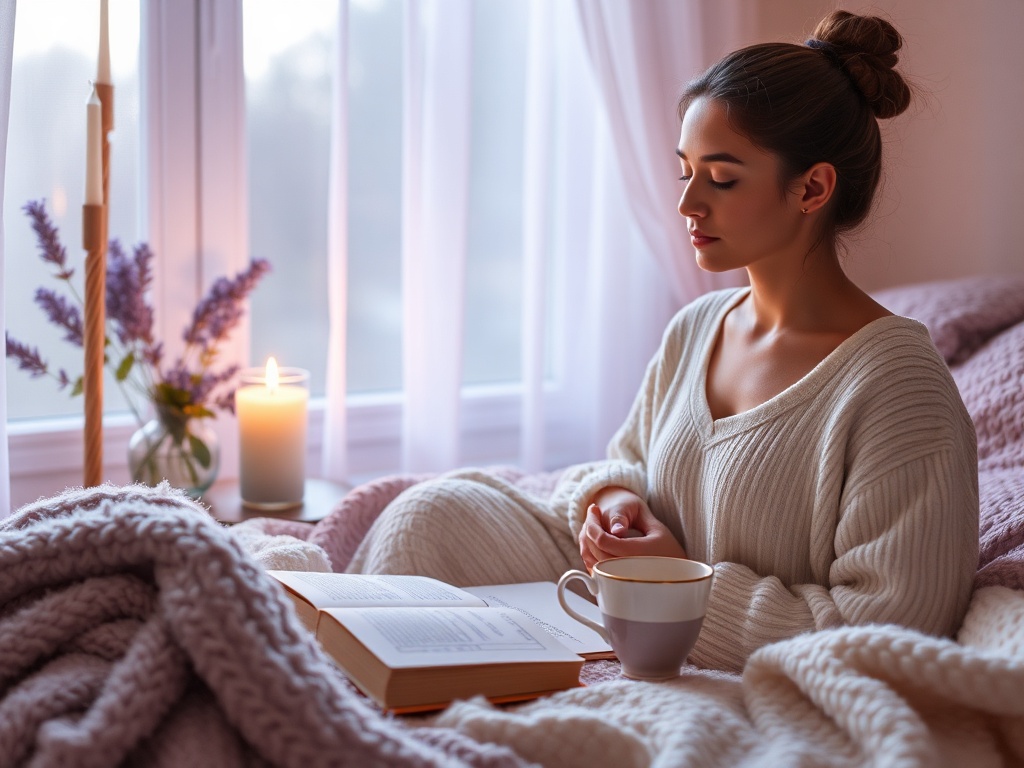 "A serene, sunlit self-care sanctuary