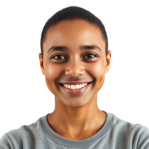 A person smiling to the camera with a white background looking like