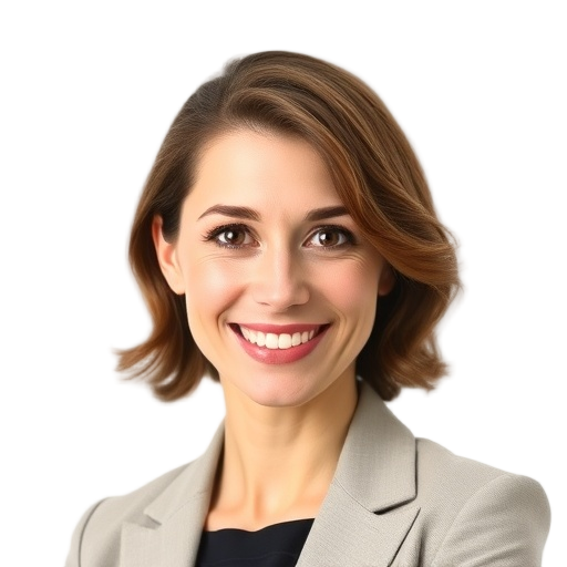 A person smiling to the camera with a white background looking like