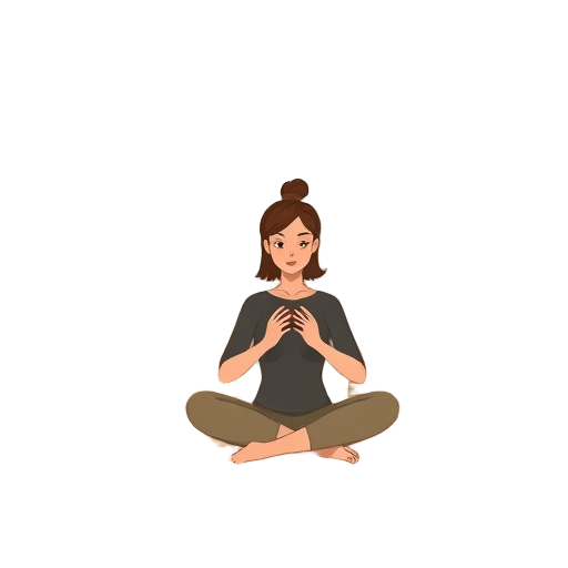 "Trauma", "therapie", "sessie" and "veiligheid" visualized as a calm, safe room with a person sitting cross-legged, therapist silhouette nearby, soft earth tones, gentle breathing lines, subtle heartbeat outline, cozy cushions, warm light, water glass on 