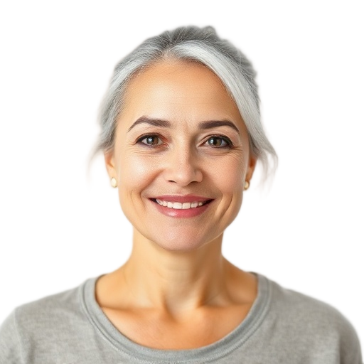 A person smiling to the camera with a white background looking like