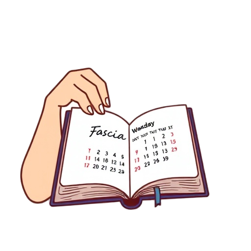 "Person" "Hand on shoulder" "Fascia strands" "Open book" "Weekend calendar" "Workshop setting"