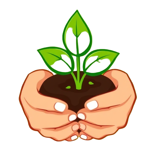 Groene plant in handen met aarde.