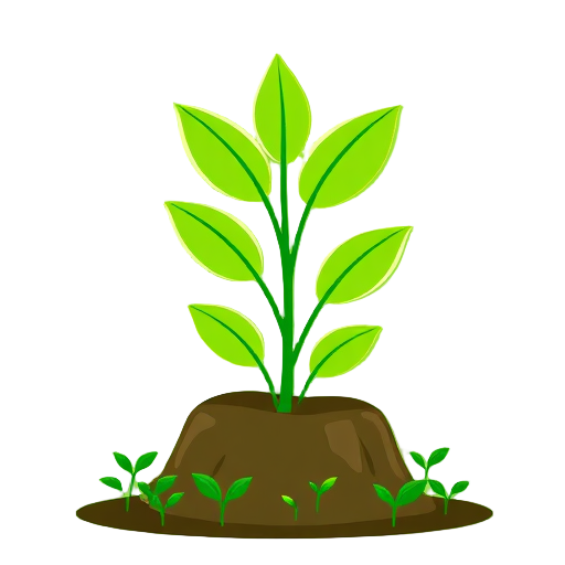Groene plant met bladeren uit de aarde.