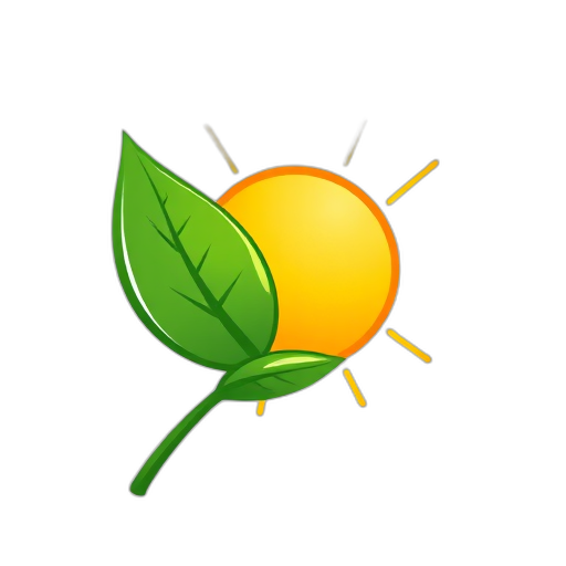 Groene blad met een stralende zon.