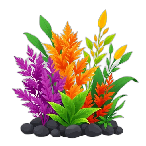 Kleurrijke aquariumplanten met weelderige groei.