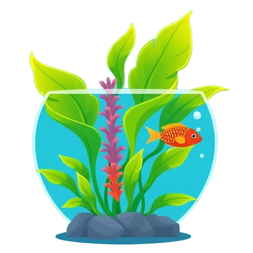 Een kleurrijk aquarium met een goudvis en planten.