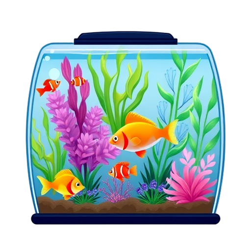 Vibrant aquarium met kleurrijke vissen en groene planten.