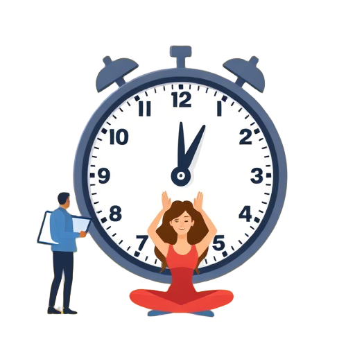 "clock" "calendar" "yoga pose" "meditation" "people networking" "workshop presentation"