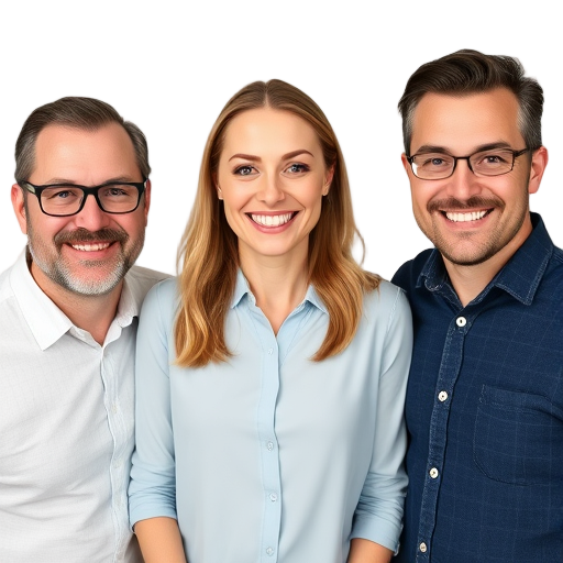 A diverse group of three confident leaders smiling to the camera with a white background looking like