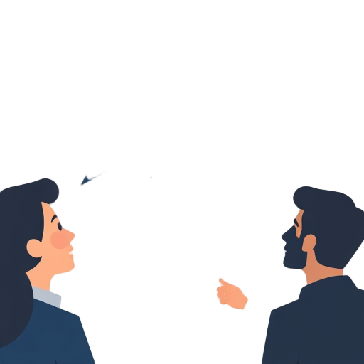 "Confident leader" "speaking confidently" "inspiring team" "abstract speech bubbles" "team silhouette" "simple upward arrow" "modern office background"