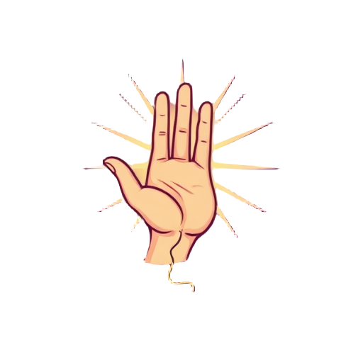 Een hand met een mystieke gloed eromheen.