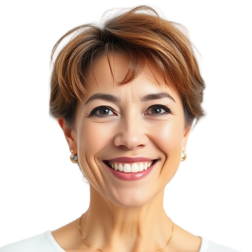 A person smiling to the camera with a white background looking like