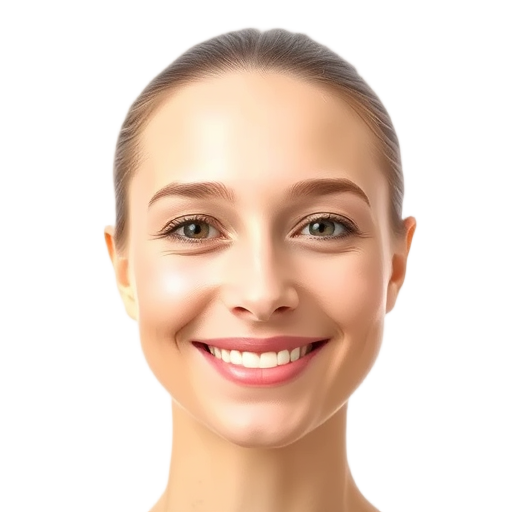 A person smiling to the camera with a white background looking like