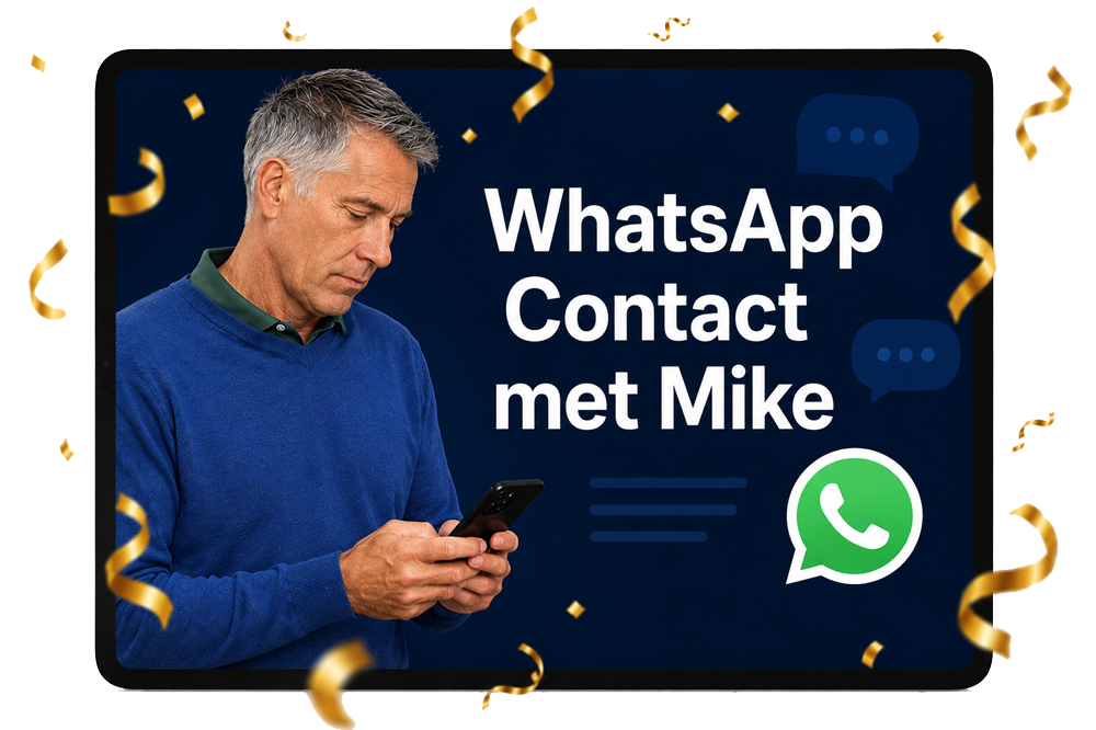 Golfpro Mike van Wieringen beantwoordt vragen via WhatsApp.