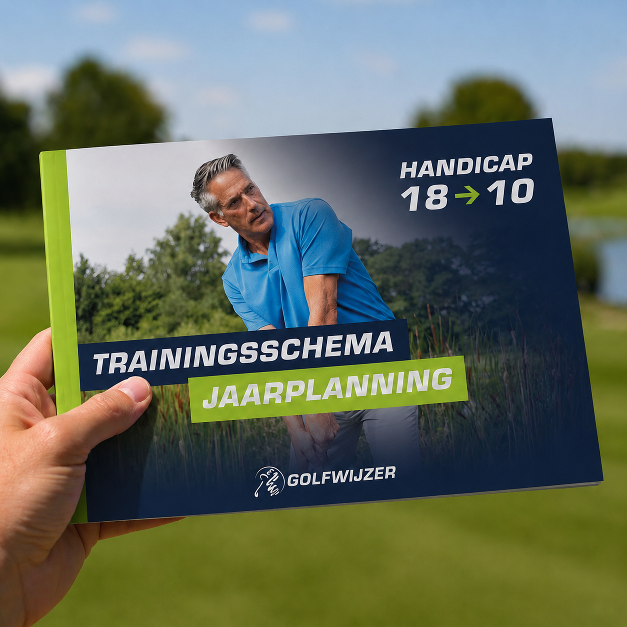 Trainingsschema voor golfers die hun handicap willen verbeteren van 18 naar 10, inclusief weekplanning, oefeningen en videolessen van Golfwijzer.