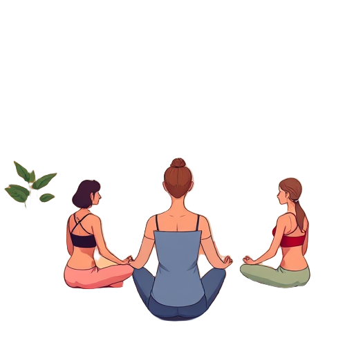 Groep vrouwen in meditatiehouding.