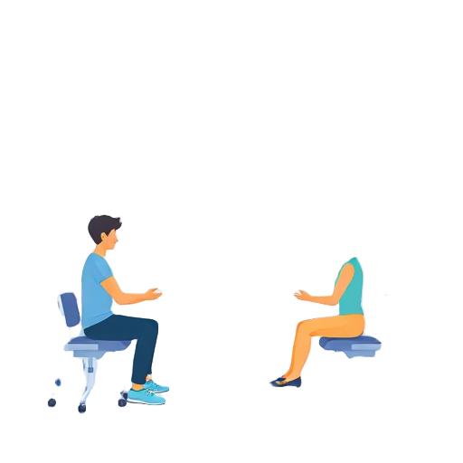 Futuristische fysiotherapie sessie met twee mensen.