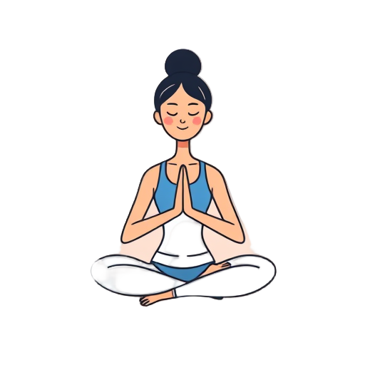 Vrouw in meditatiehouding met samengevoegde handen.