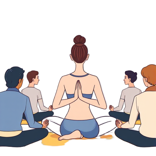 Meditatiegroep met yoga pose.