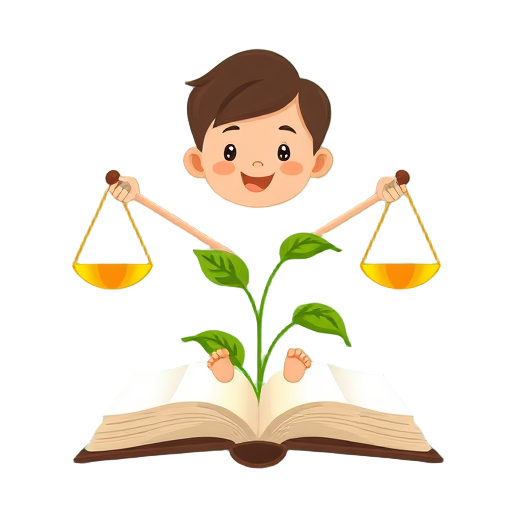 "playful child" "growing plant" "balanced scales" "breaking chains" "open book" "glowing light"