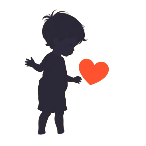 "child silhouette" "gentle morning" "playful pose" "sunrise background" "soft pastel" "calm expression" "heart symbol" "peaceful nature" "warm light"