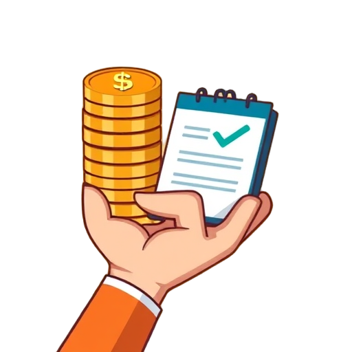 "hand holding" "coin stack" "financial graph" "budget list" "calendar page" "checkmark icon"