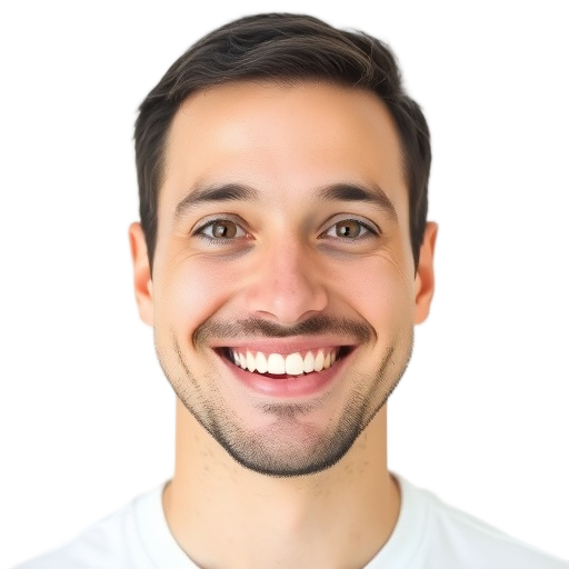 A person smiling to the camera with a white background looking like