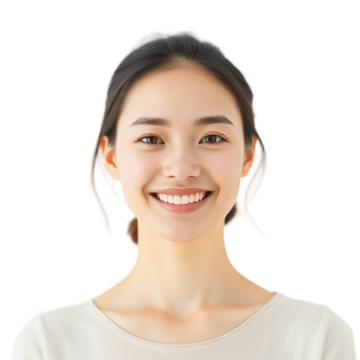 A person smiling to the camera with a white background looking like