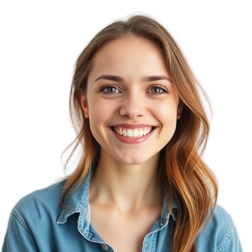 Een persoon die glimlacht naar de camera met een witte achtergrond.