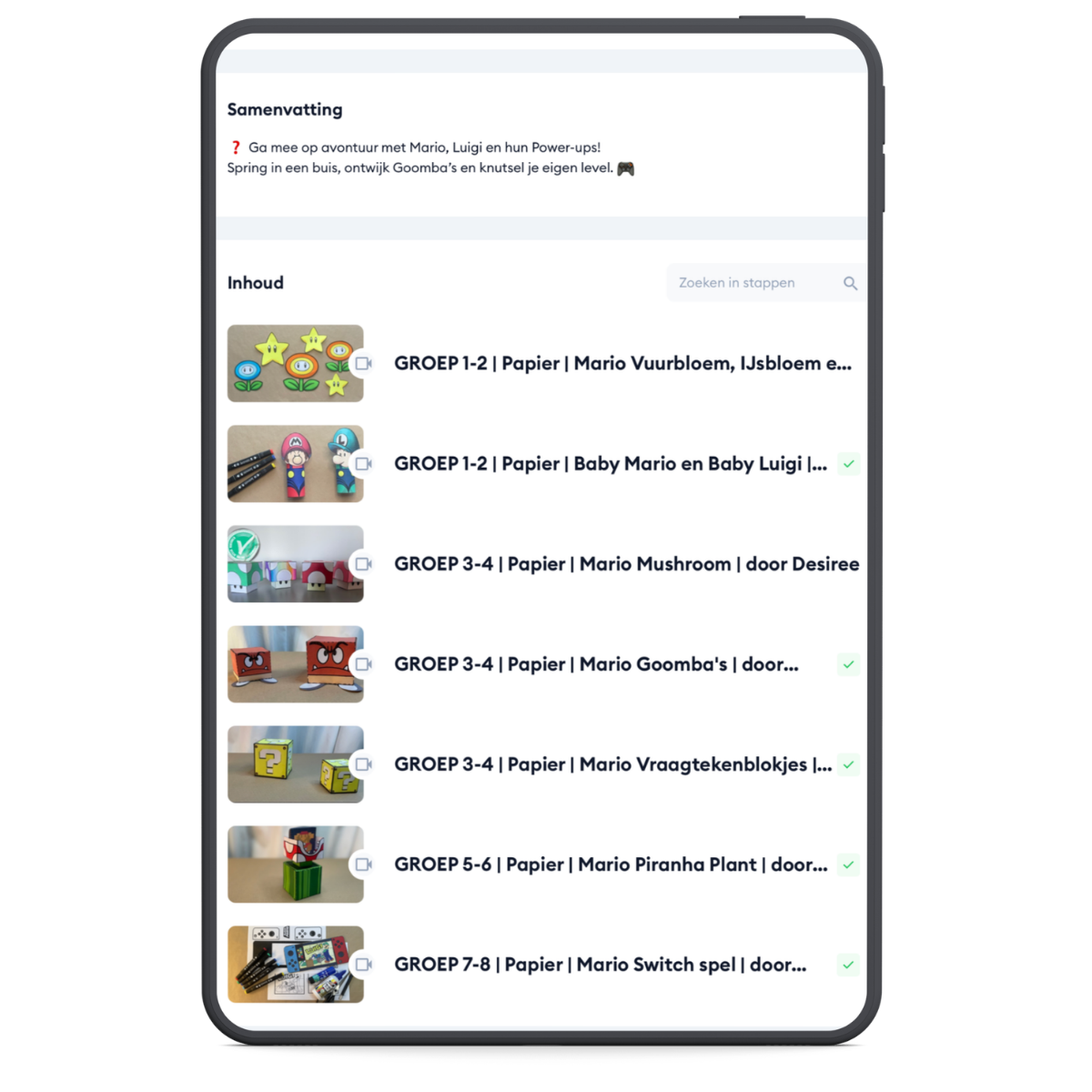 Per leeftijd ingedeeld op basis van de groepen op school.