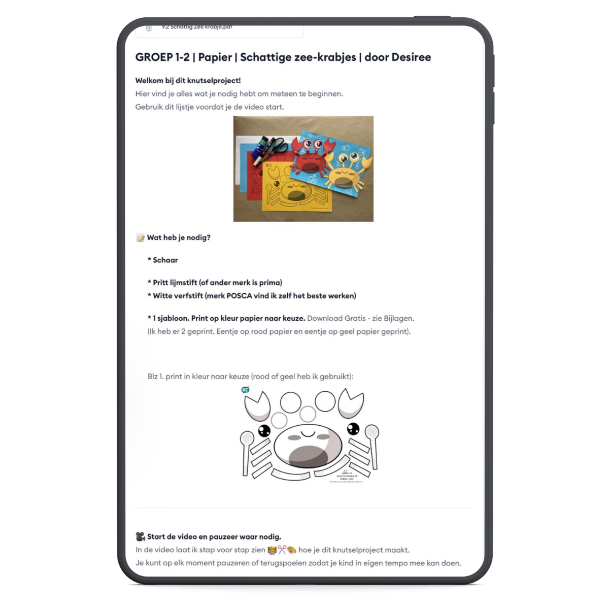 Zo ziet het er op een tablet uit.