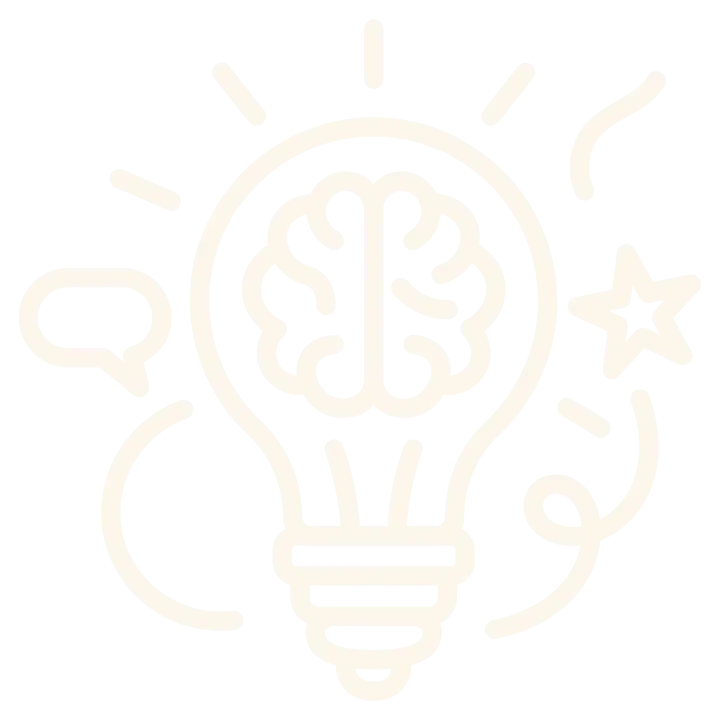 Icoon van een lampje met brein bij de uitleg over afvallen via je mindset