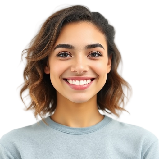 A person smiling to the camera with a white background looking like