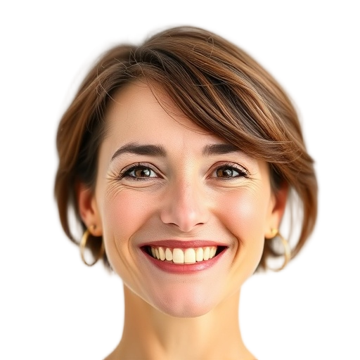 A person smiling to the camera with a white background looking like
