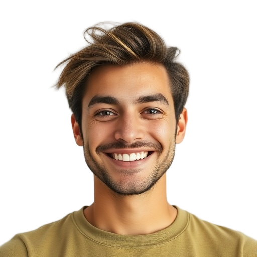 A person smiling to the camera with a white background looking like