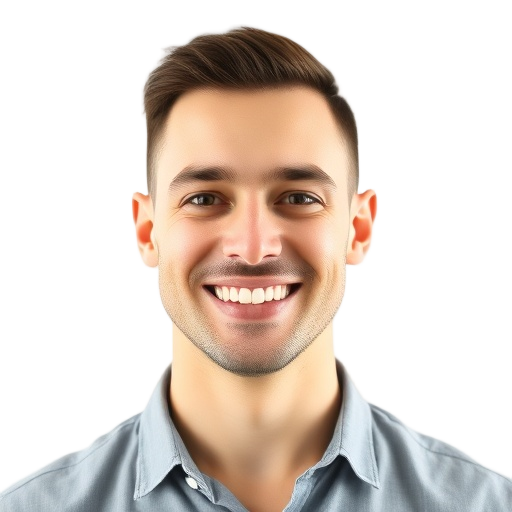 A person smiling to the camera with a white background looking like
