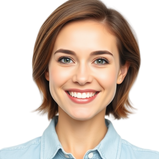 A person smiling to the camera with a white background looking like