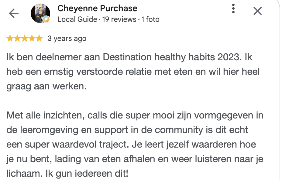 Google review deelneemster