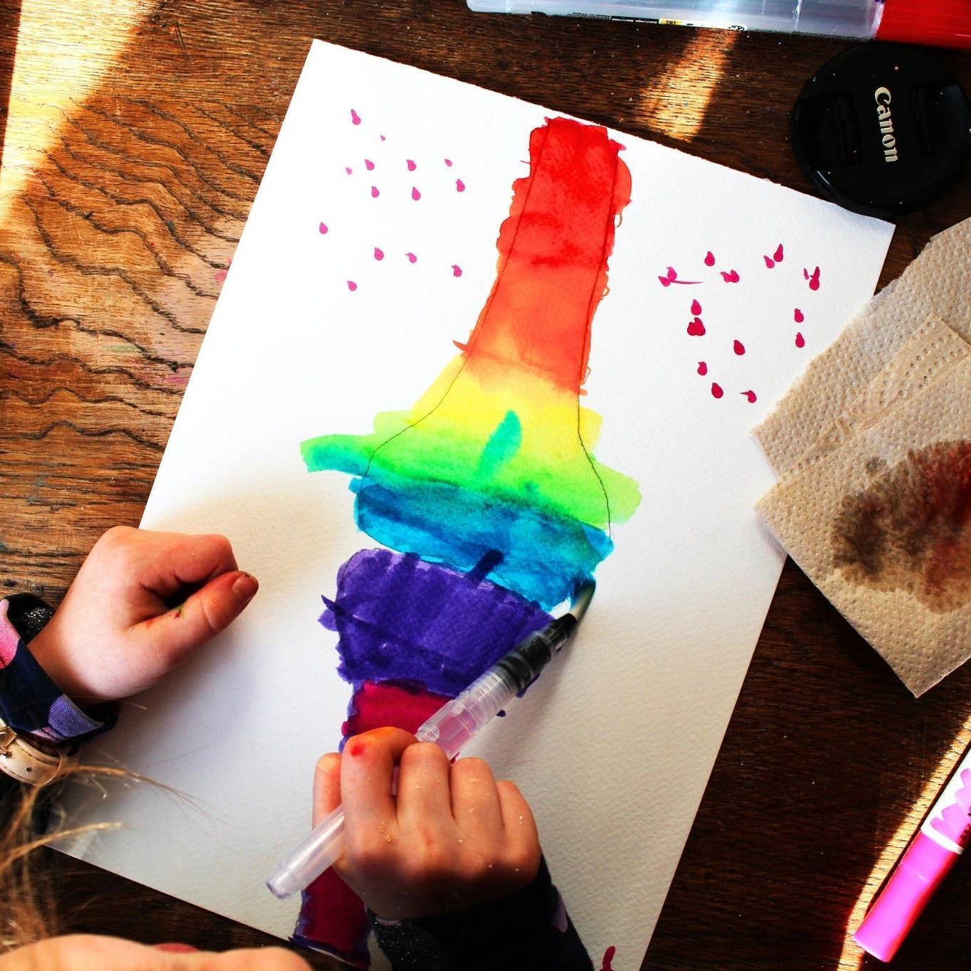 Tekenlessen brushpennen creatieve kunstlessen aquamarkers knutsel school