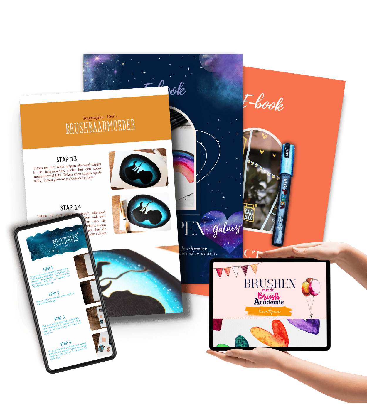 alt="E-books en downloads voor creatieve leerkrachten en creatieve liefhebbers in de online Brush Academie omgeving"