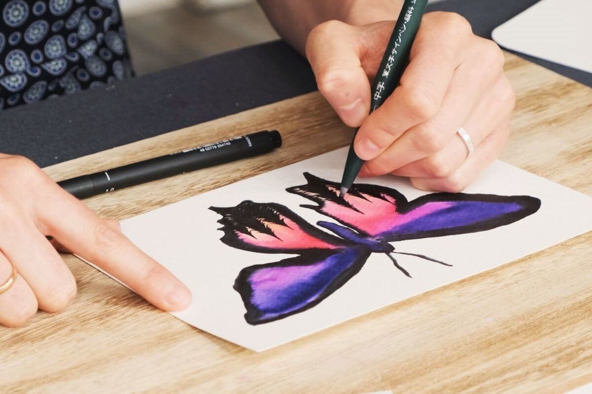 Online workshop met brushpennen galaxy dieren