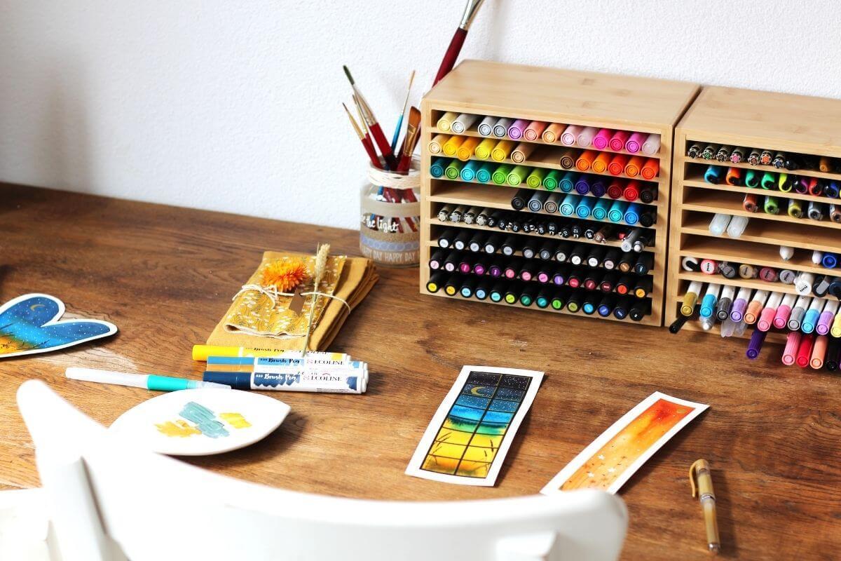 Materiaaltips voor brushpennen aquamarkers en acrylstiften