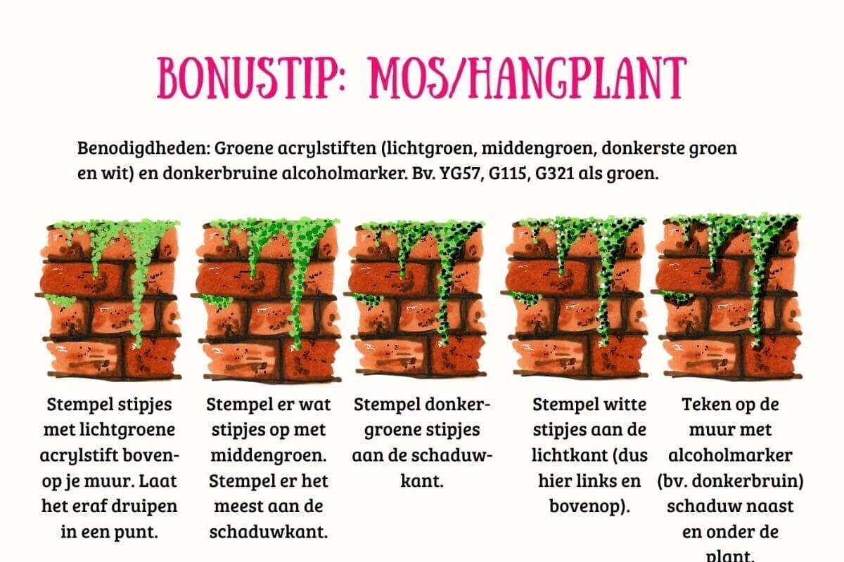 Mini-tutorial bakstenen alcoholmarker en acrylstift