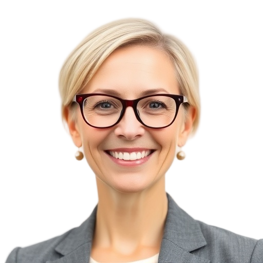 A person smiling to the camera with a white background looking like