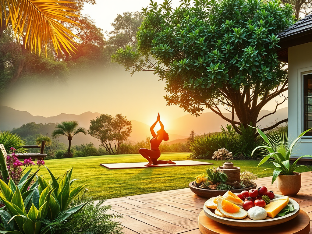Een rustige wellness retraite met yoga en gezonde voeding.